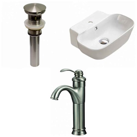 16.34-in. W Wall Mount White Vessel Set For 1 Hole Center Faucet